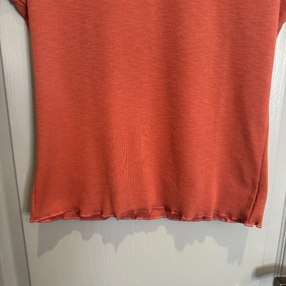 Champion Women's Ribbed Lettuce Edge Hem T-Shirt Size Medium Rust Orange Cropped - Picture 5 of 12